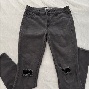 Women's Distressed Gray Jeans